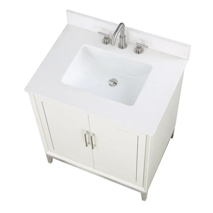 Gracie 30" Bathroom Vanity, White with White Quartz top - Maison&Co.