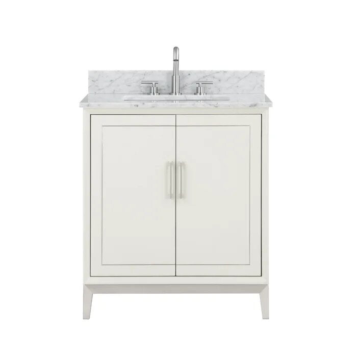 Gracie 30" Bathroom Vanity, White with Carrara Marble top - Maison&Co.