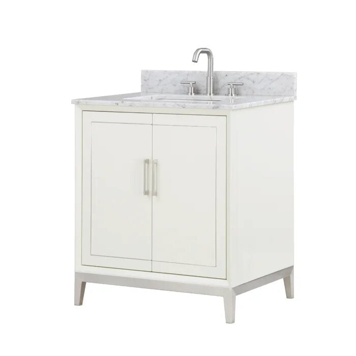 Gracie 30" Bathroom Vanity, White with Carrara Marble top - Maison&Co.