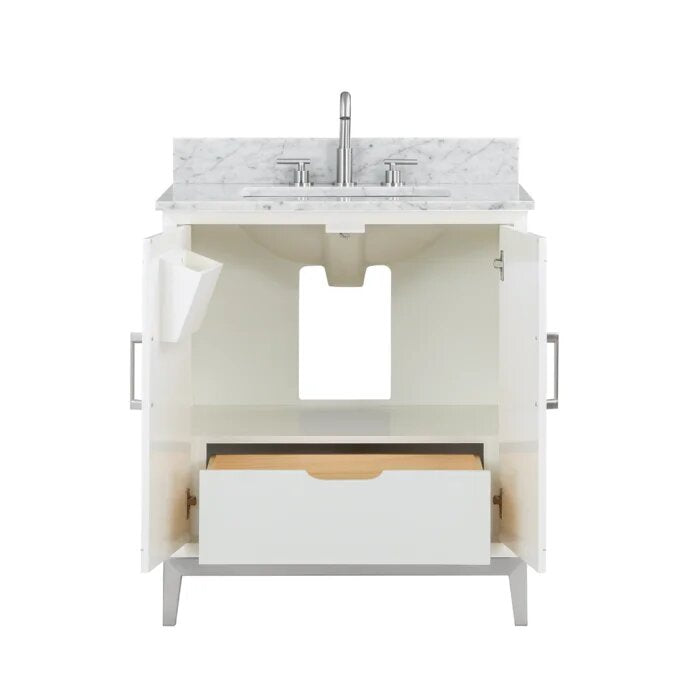 Gracie 30" Bathroom Vanity, White with Carrara Marble top - Maison&Co.