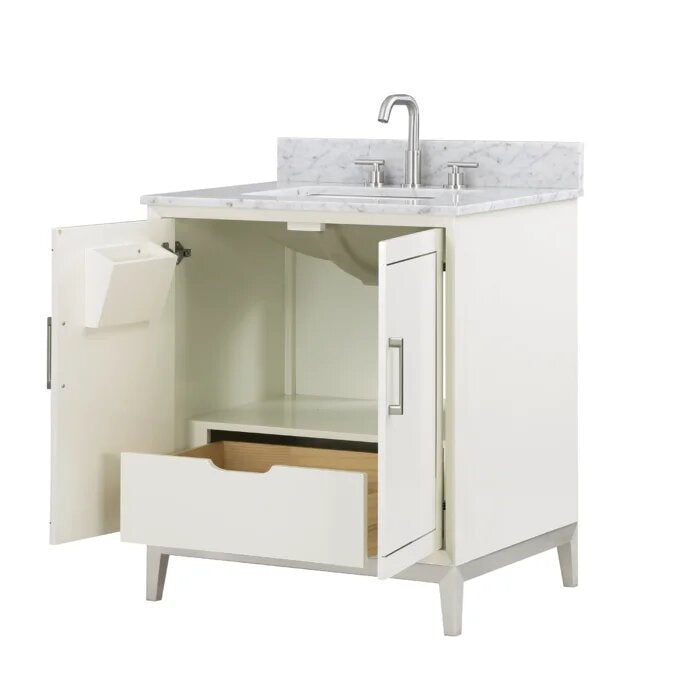 Gracie 30" Bathroom Vanity, White with Carrara Marble top - Maison&Co.
