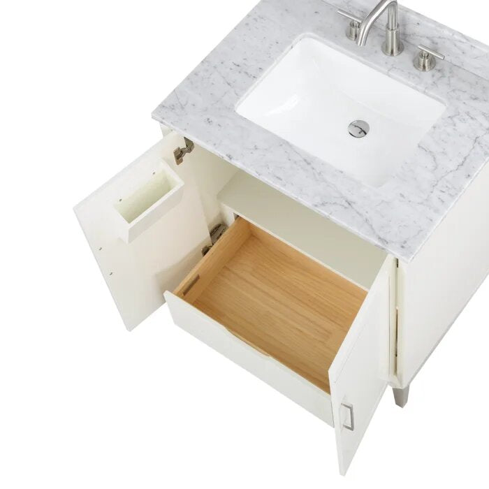 Gracie 30" Bathroom Vanity, White with Carrara Marble top - Maison&Co.