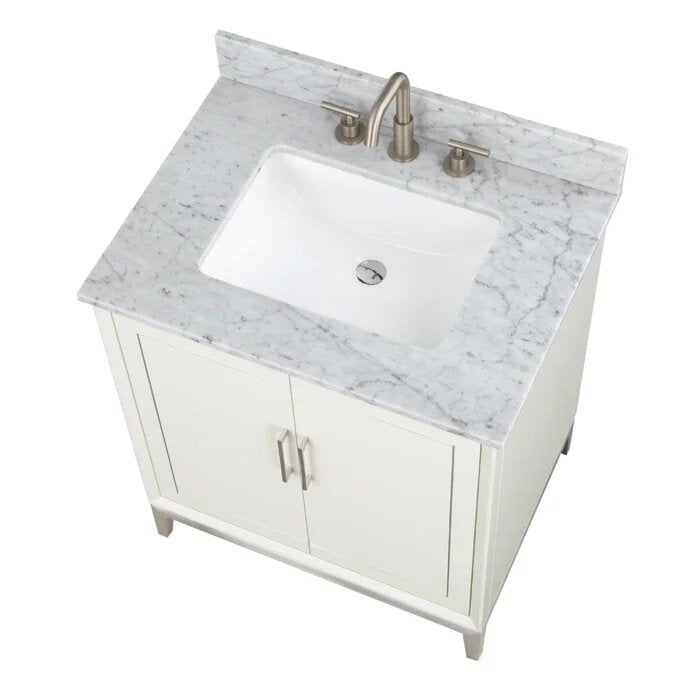 Gracie 30" Bathroom Vanity, White with Carrara Marble top - Maison&Co.