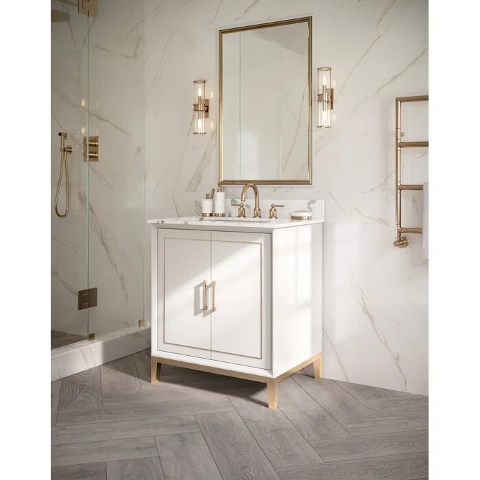 Gracie 30" Bathroom Vanity, White with Carrara Marble top - Maison&Co.