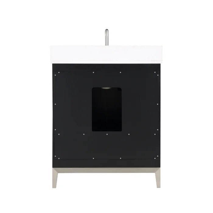 Gracie 30" Bathroom Vanity, Black with White Quartz top Brushed Nickel Trim - Maison&Co.