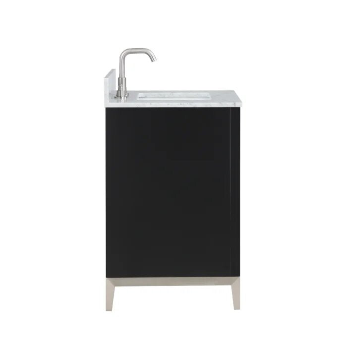 Gracie 30" Bathroom Vanity, Black with Carrara Marble top Brushed Nickel Trim - Maison&Co.