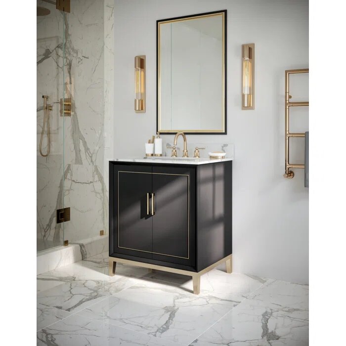 Gracie 30" Bathroom Vanity, Black with White Quartz top - Maison&Co.