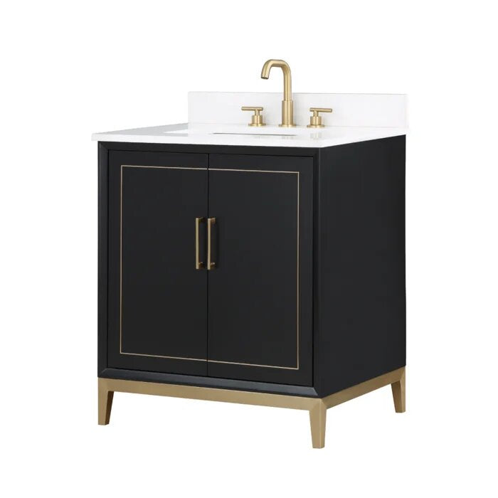 Gracie 30" Bathroom Vanity, Black with White Quartz top - Maison&Co.