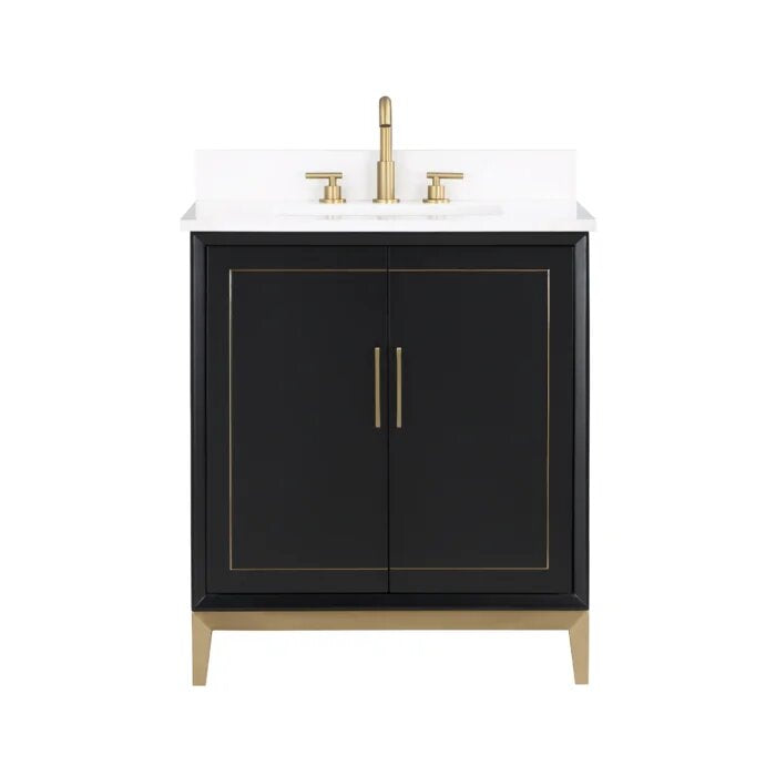 Gracie 30" Bathroom Vanity, Black with White Quartz top - Maison&Co.