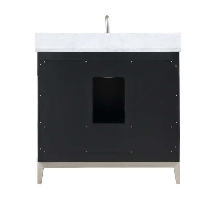 Gracie 36" Bathroom Vanity, Black with Carrara Marble top Brushed Nickel Trim - Maison&Co.