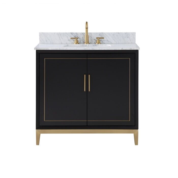 Gracie 36" Bathroom Vanity, Black with Carrara Marble top - Maison&Co.