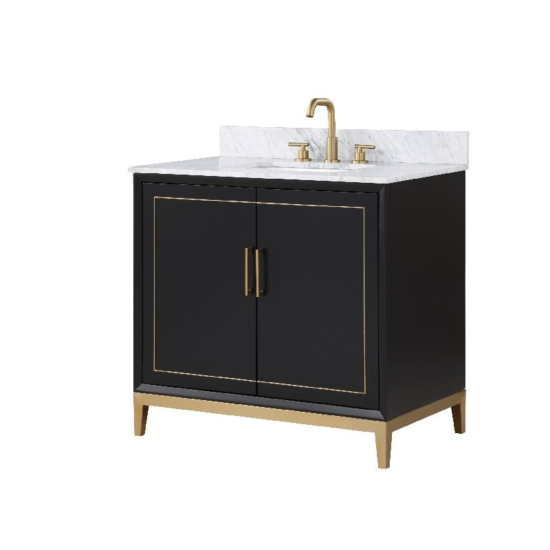 Gracie 36" Bathroom Vanity, Black with Carrara Marble top - Maison&Co.