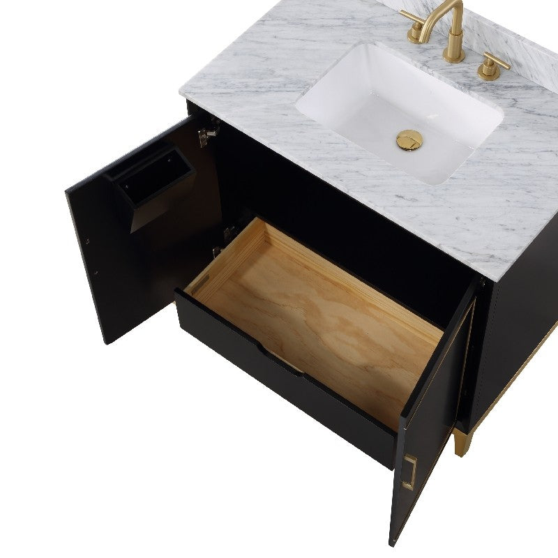 Gracie 36" Bathroom Vanity, Black with Carrara Marble top - Maison&Co.