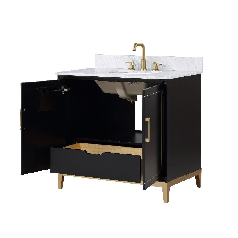 Gracie 36" Bathroom Vanity, Black with Carrara Marble top - Maison&Co.