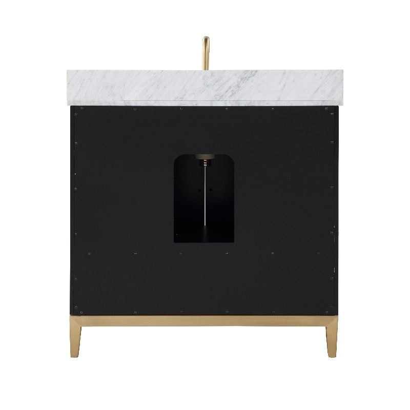 Gracie 36" Bathroom Vanity, Black with Carrara Marble top - Maison&Co.