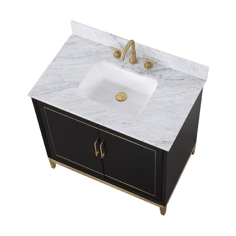 Gracie 36" Bathroom Vanity, Black with Carrara Marble top - Maison&Co.