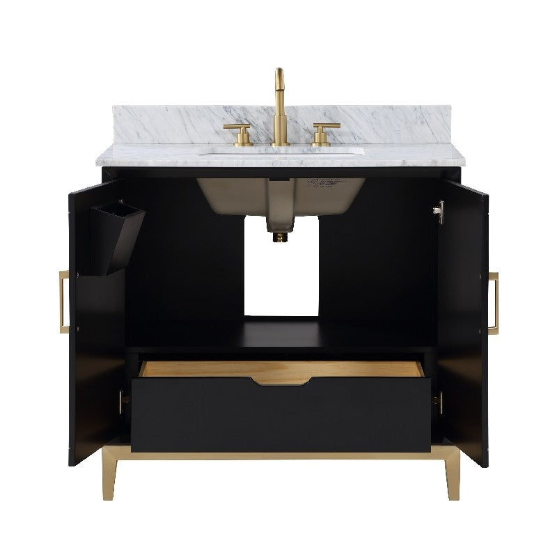 Gracie 36" Bathroom Vanity, Black with Carrara Marble top - Maison&Co.