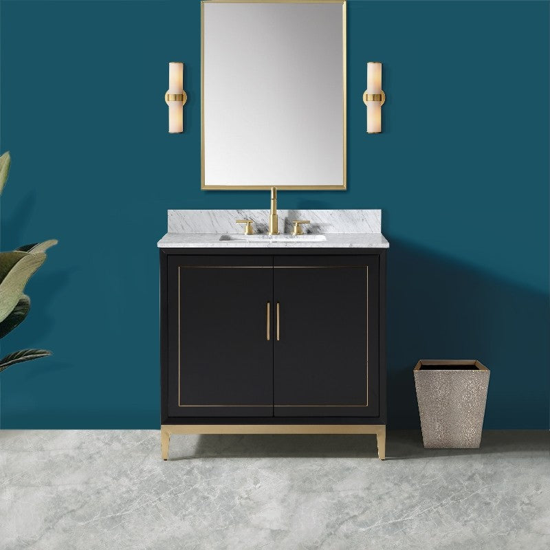 Gracie 36" Bathroom Vanity, Black with Carrara Marble top - Maison&Co.