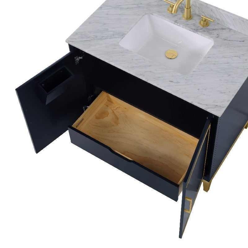 Gracie 36" Bathroom Vanity, Black with Carrara Marble top - Maison&Co.