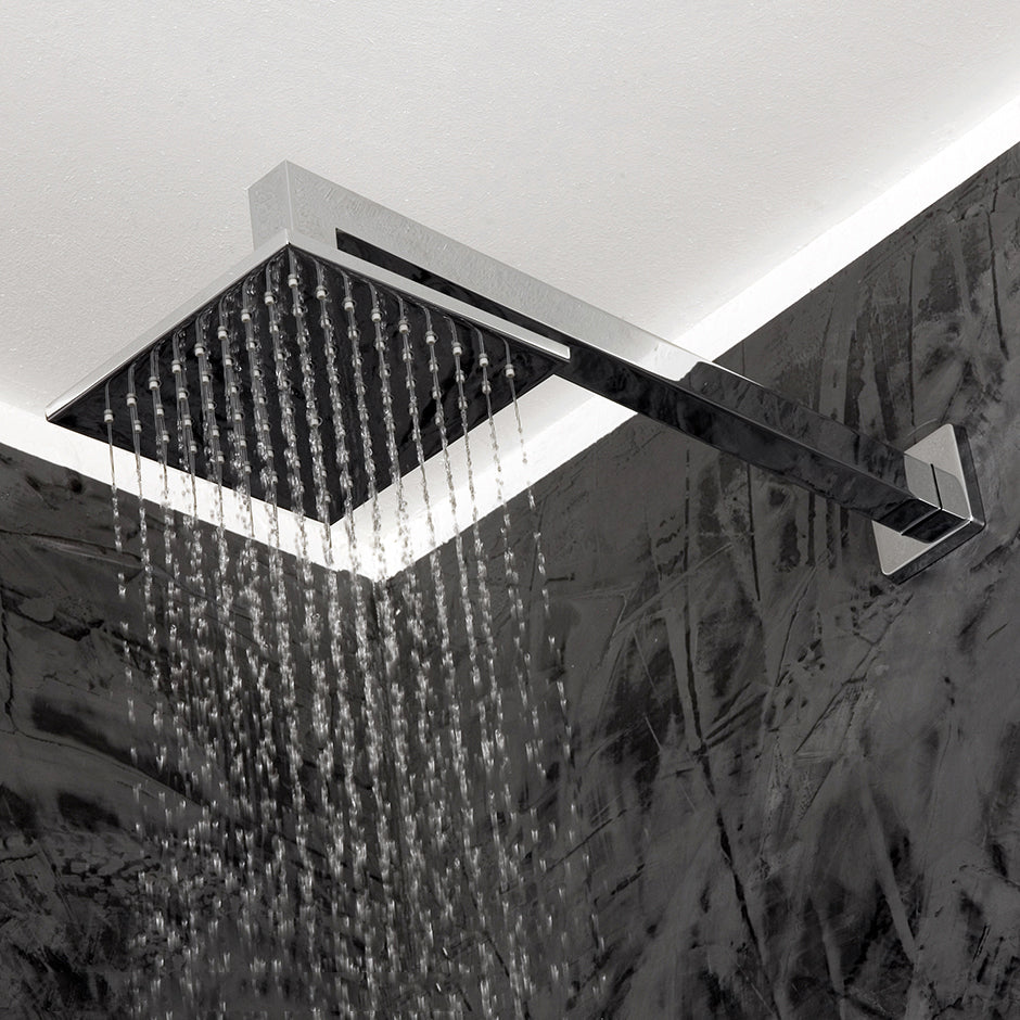 Wall-mounted shower arm with square flange, D: 15 1/4”,H: 2 7/8” shower head sold separately. - Maison&Co.