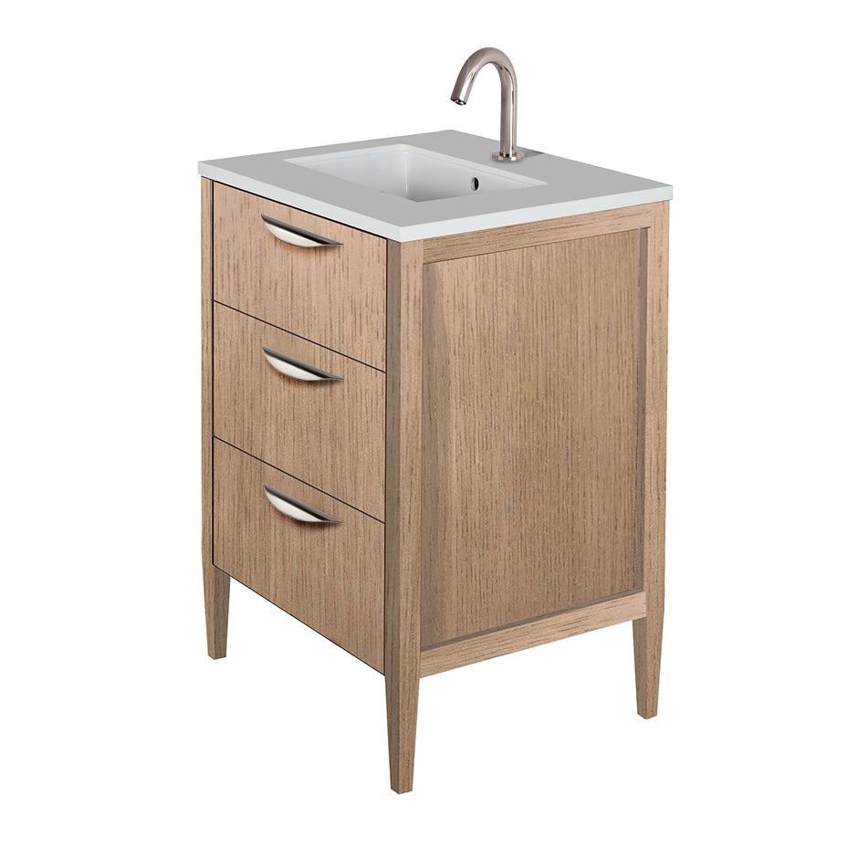 Free-standing under-counter vanity with two drawers(pulls included), the top drawer has U-shaped notch for plumbing.Counter top LRS-F-24T and Bathroom Sink 5452UN are sold separately. W: 23 1/2", D: 20 3/4", H: 34 1/4". - Maison&Co.
