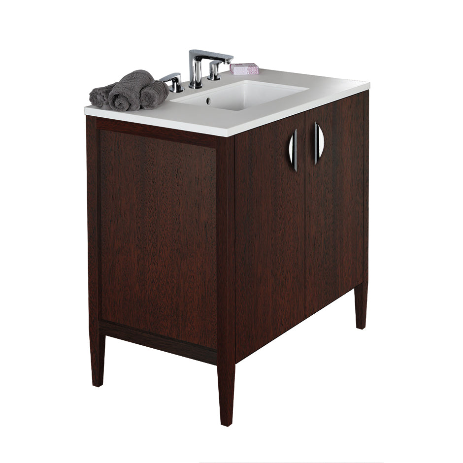 Free-standing under-counter vanity with two doors(pulls included). Counter top LRS-36T and Bathroom Sink 5062UN are sold separately. W: 35 1/2", D: 20 3/4", H: 34 1/4". - Maison&Co.