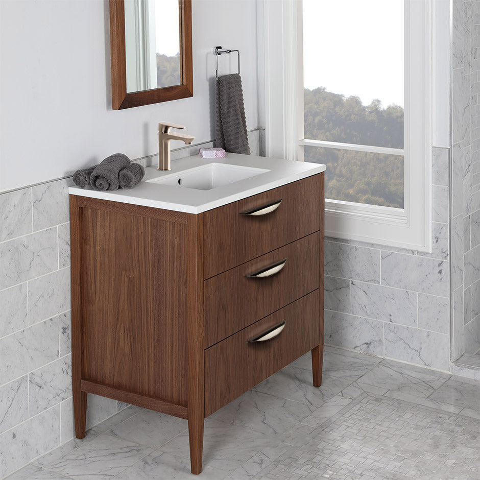Free-standing under-counter vanity with two drawers(pulls included), the top drawer has U-shaped notch for plumbing.Counter top LRS-36T and Bathroom Sink 5062UN are sold separately. W: 35 1/2", D: 20 3/4", H: 34 1/4". - Maison&Co.