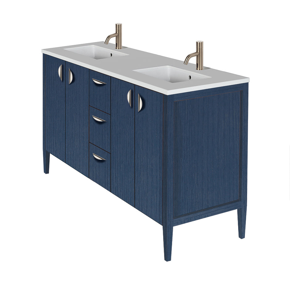 Counter top for double  vanity LRS-F-60A with cut -outs for Bathroom Sink 5062UN. W: 60", D: 21", H: 3/4". - Maison&Co.