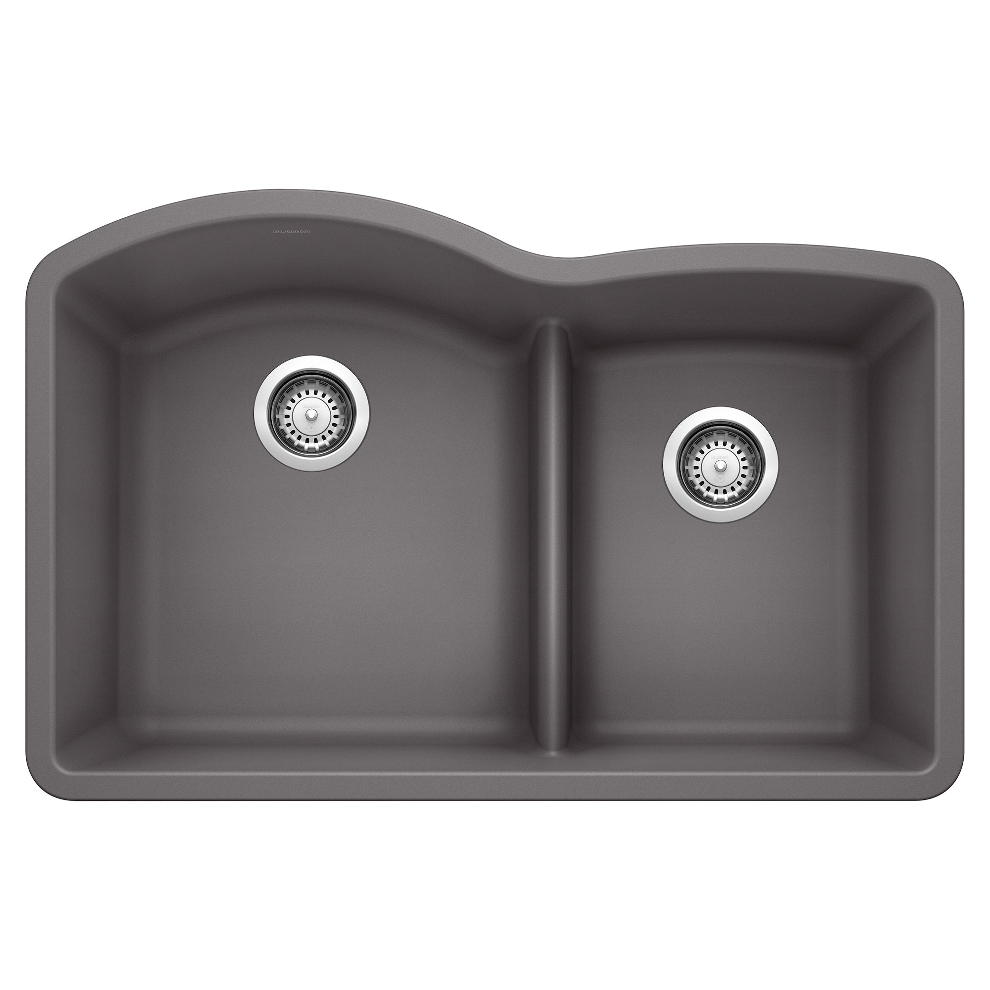 Blanco - 441591 - Diamond SILGRANIT 32" 60/40 Double Bowl Undermount Kitchen Sink with Low Divide - Cinder