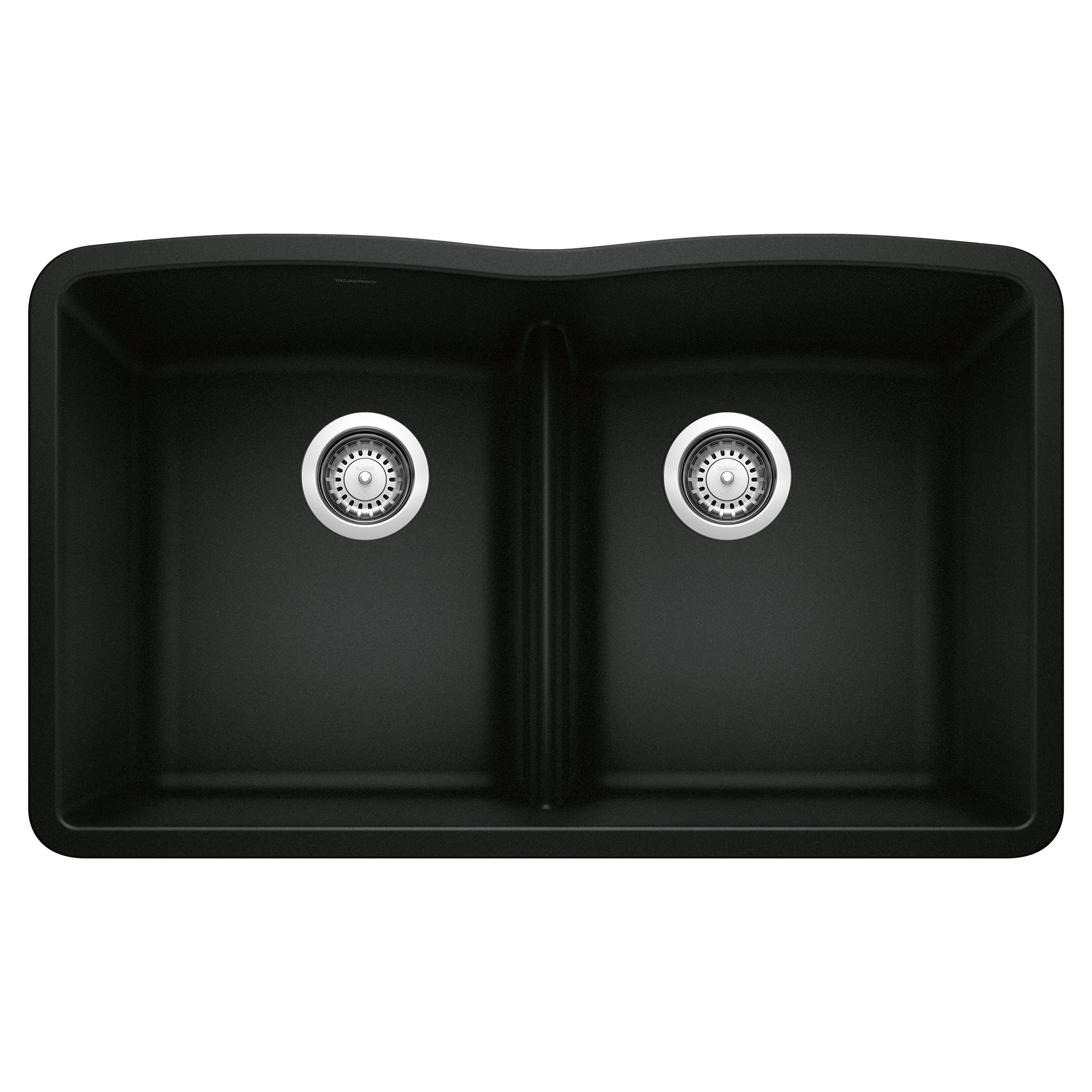 Blanco - 442914 - Diamond SILGRANIT 32" 50/50 Double Bowl Undermount Kitchen Sink with Low Divide - Coal Black
