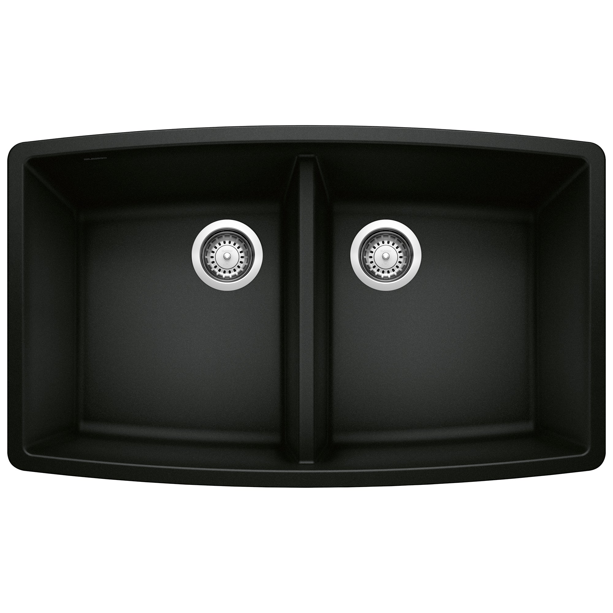 Blanco - 442937 - Performa SILGRANIT 33" 50/50 Double Bowl Undermount Kitchen Sink - Coal Black