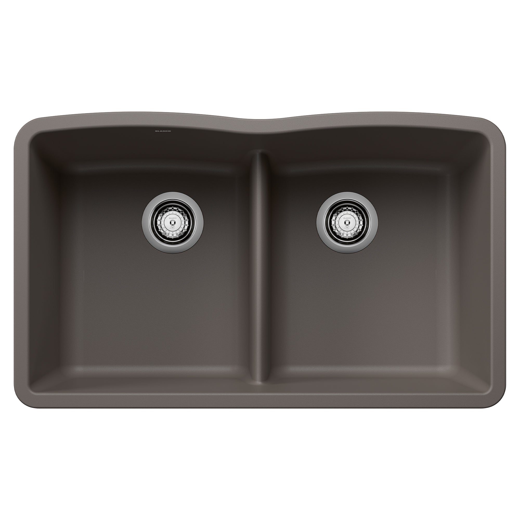 Blanco - 443106 - Diamond SILGRANIT 32" 50/50 Double Bowl Undermount Kitchen Sink with Low Divide - Volcano Gray
