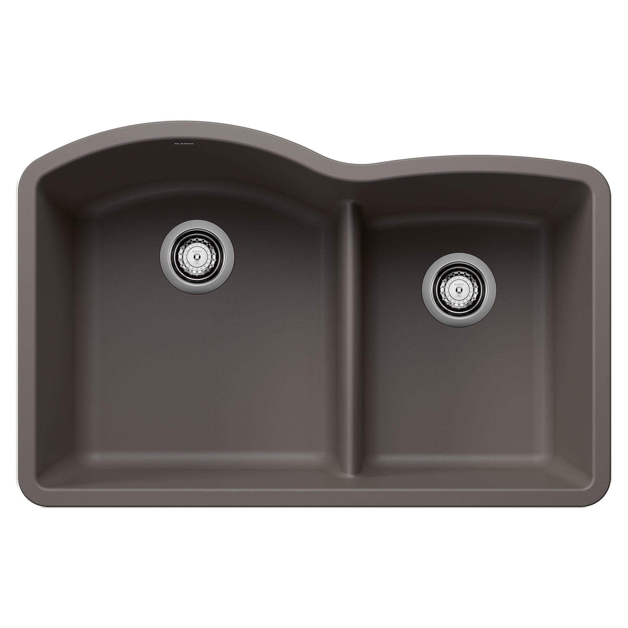 Blanco - 443102 - Diamond SILGRANIT 32" 60/40 Double Bowl Undermount Kitchen Sink with Low Divide - Volcano Gray