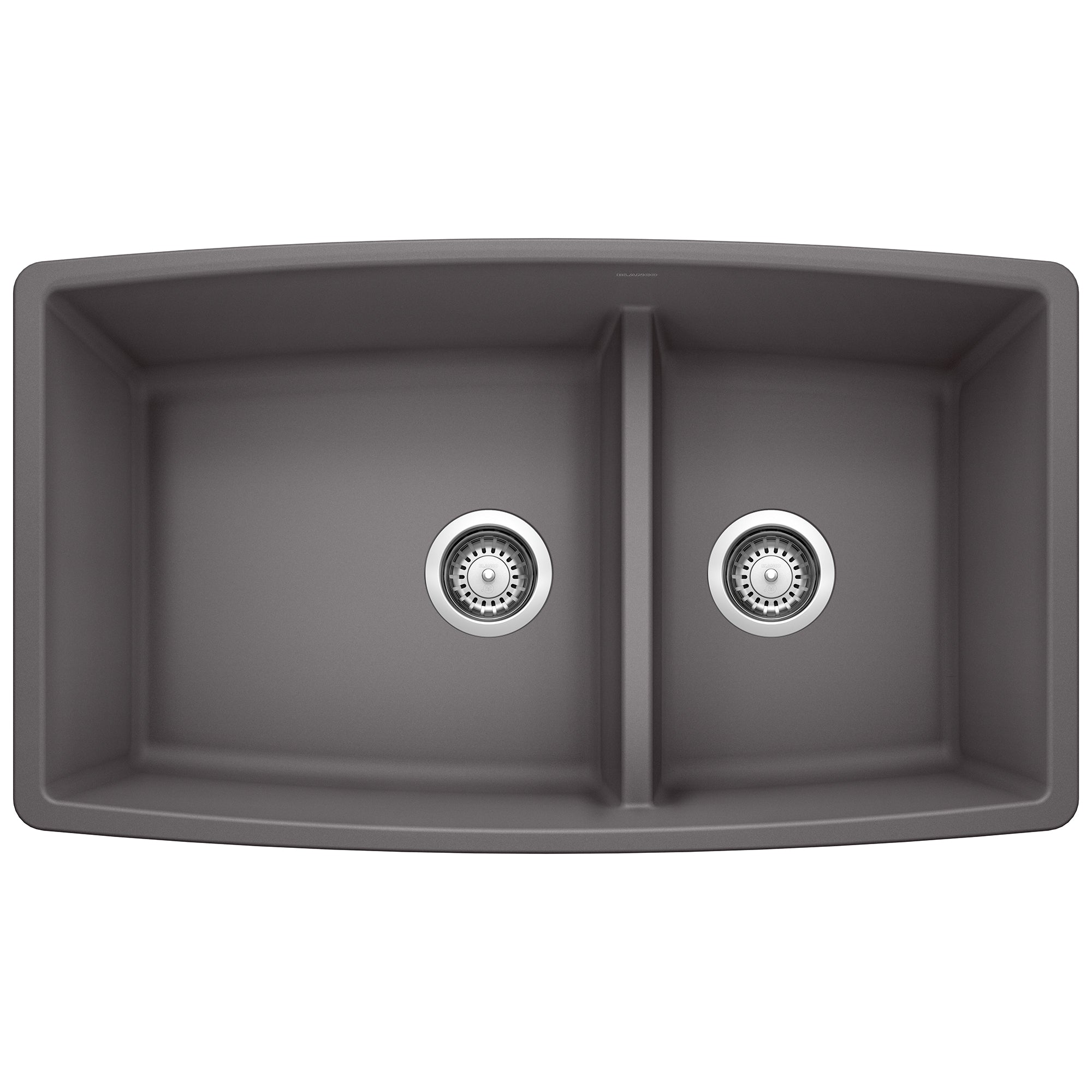 Blanco - 441474 - Performa SILGRANIT 33" 60/40 Double Bowl Undermount Kitchen Sink with Low Divide - Cinder