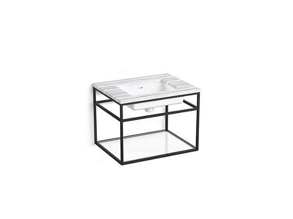 Grid™ Console Table, Wall Hung in Matte Black Finish Length:29.5" Width:23.75" Height:24" - Maison&Co.