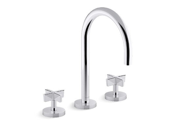 One™ Basin Set, Gooseneck, Cross Handle in Multiple Finishes Length:20.188" Width:11.813" Height:3.688" - Maison&Co.