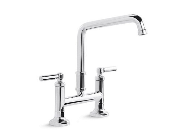 Quincy™ Bridge Faucet, Deck Mount in Multiple Finishes Length:24.375" Width:16.375" Height:4.563" - Maison&Co.