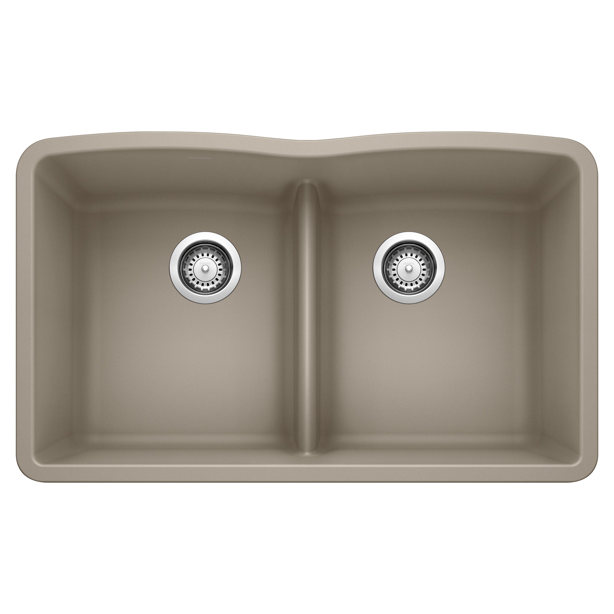 Blanco - 442072 - Diamond SILGRANIT 32" 50/50 Double Bowl Undermount Kitchen Sink with Low Divide - Truffle