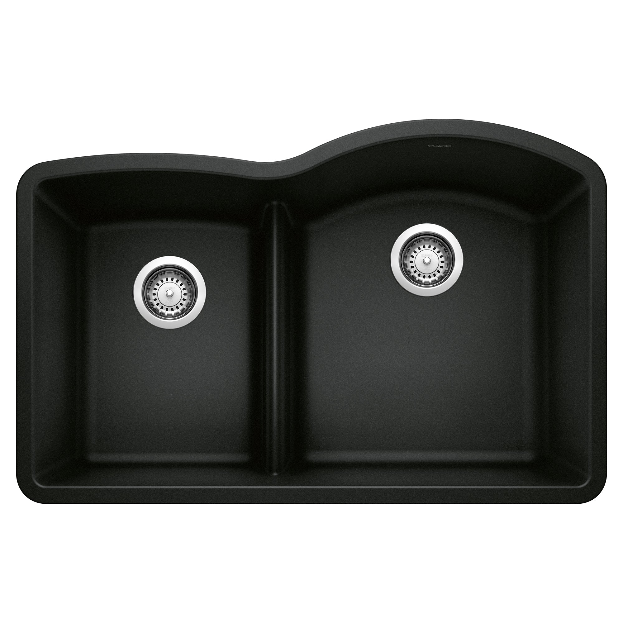 Blanco - 442911 - Diamond SILGRANIT 32" 40/60 Reverse Double Bowl Undermount Kitchen Sink with Low Divide - Coal Black
