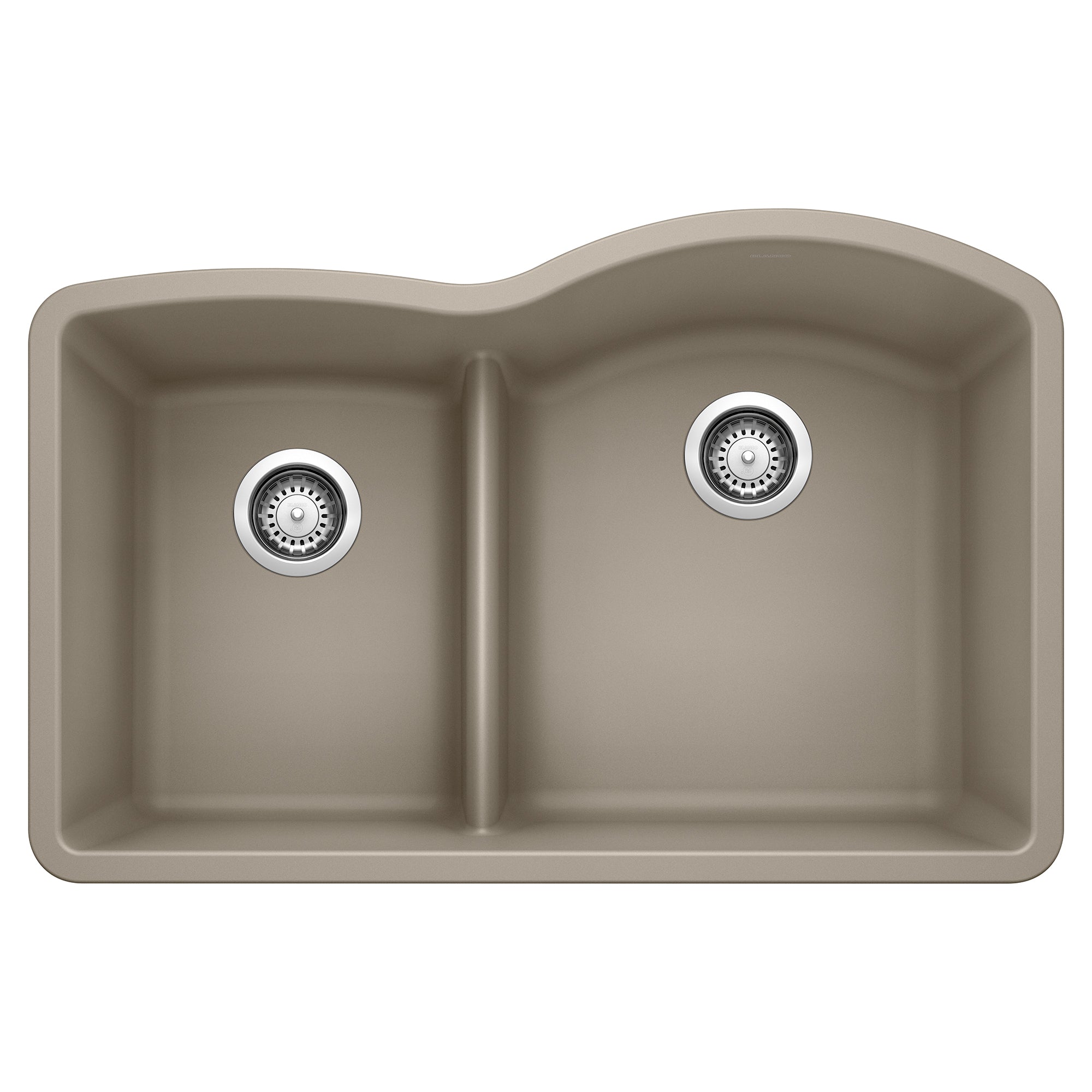 Blanco - 441608 - Diamond SILGRANIT 32" 40/60 Reverse Double Bowl Undermount Kitchen Sink with Low Divide - Truffle