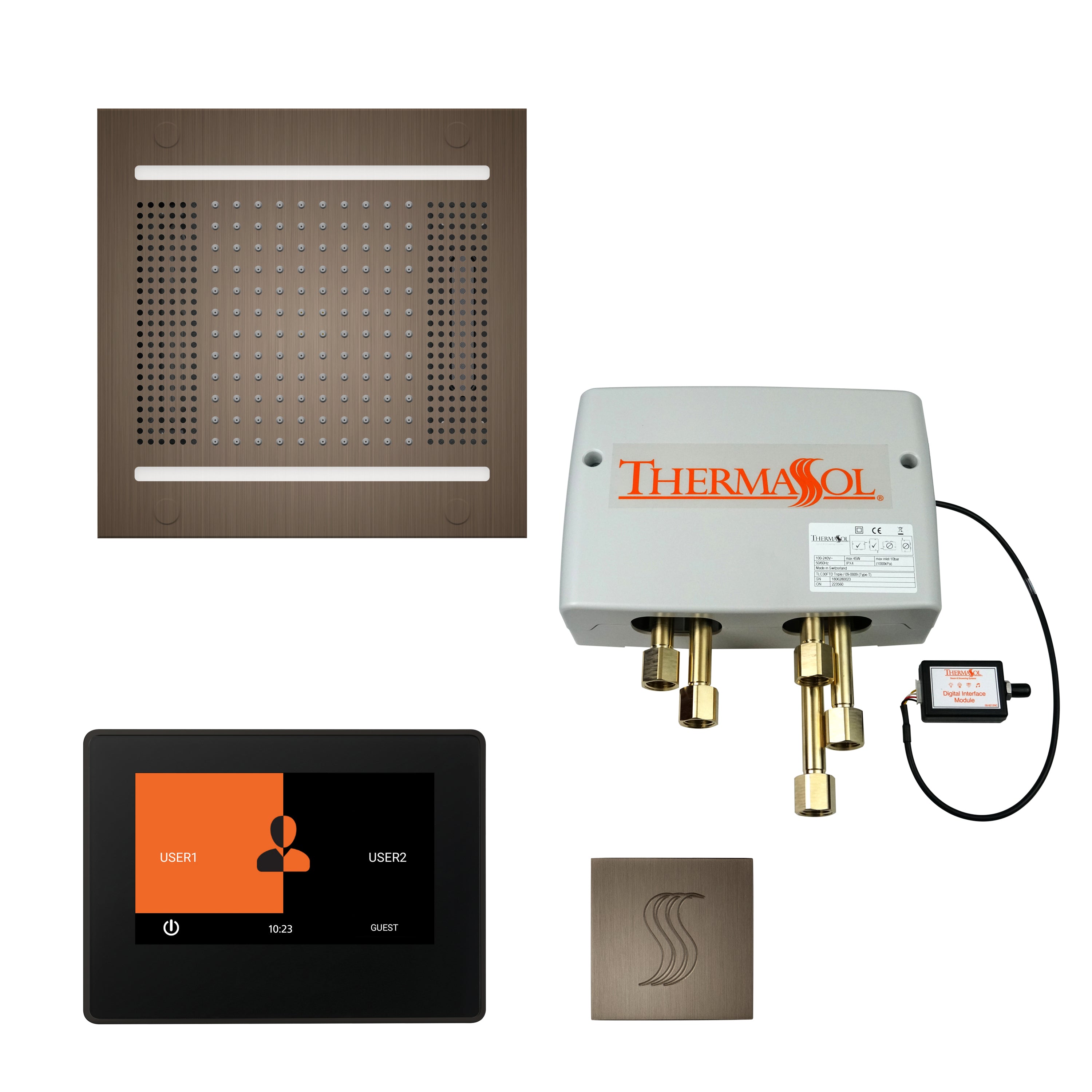 Total Wellness Package - HydroVive 14 + ThermaTouch 7 Control + Digital Shower Valve + Steam Head (Square) - Maison&Co.