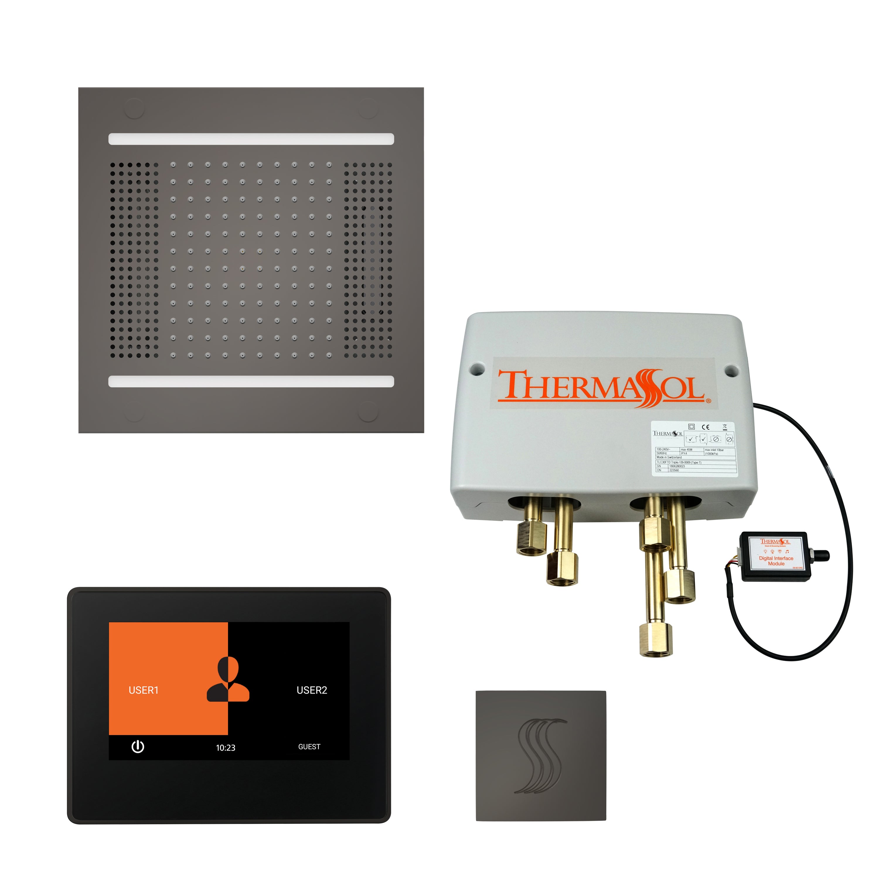 Total Wellness Package - HydroVive 14 + ThermaTouch 7 Control + Digital Shower Valve + Steam Head (Square) - Maison&Co.
