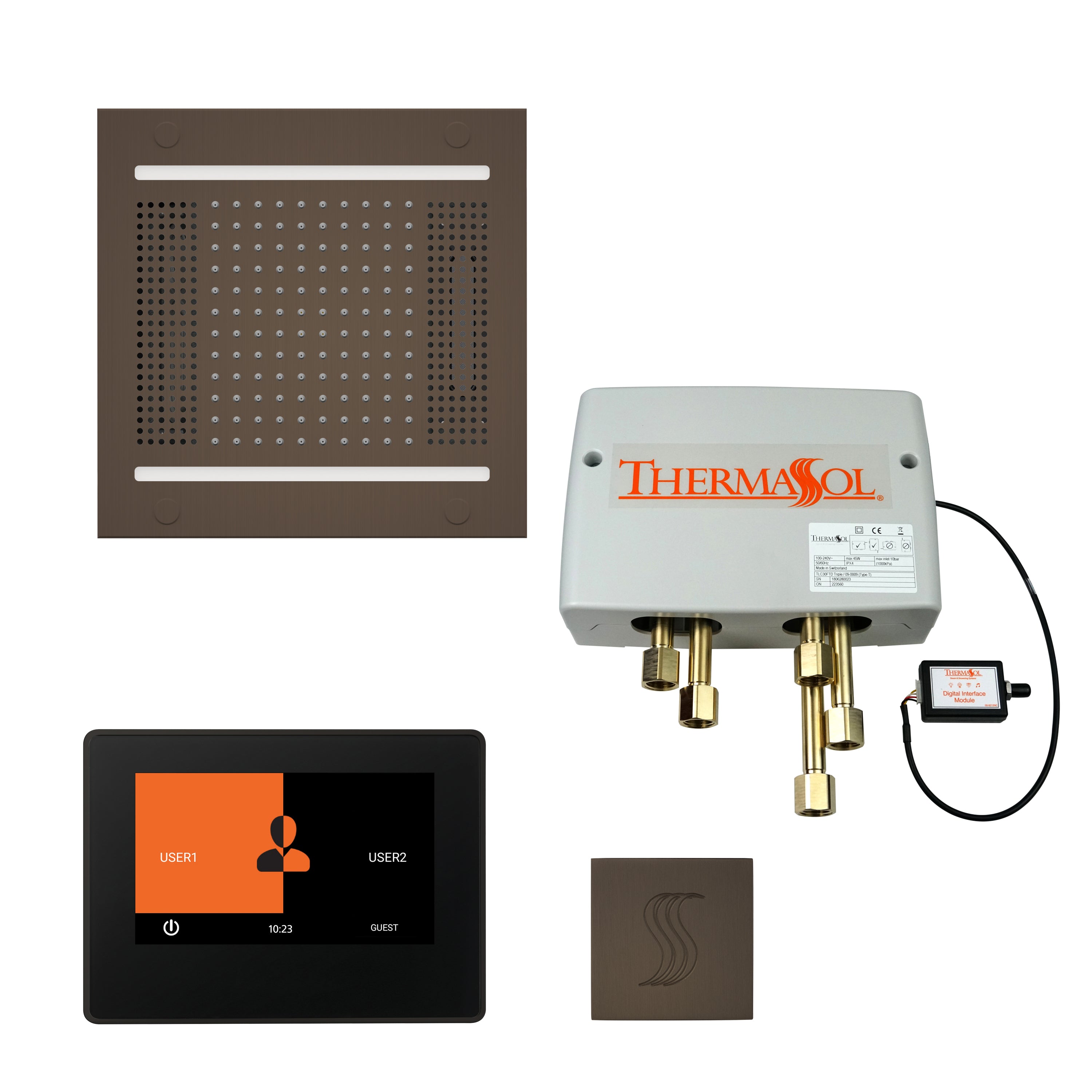 Total Wellness Package - HydroVive 14 + ThermaTouch 7 Control + Digital Shower Valve + Steam Head (Square) - Maison&Co.