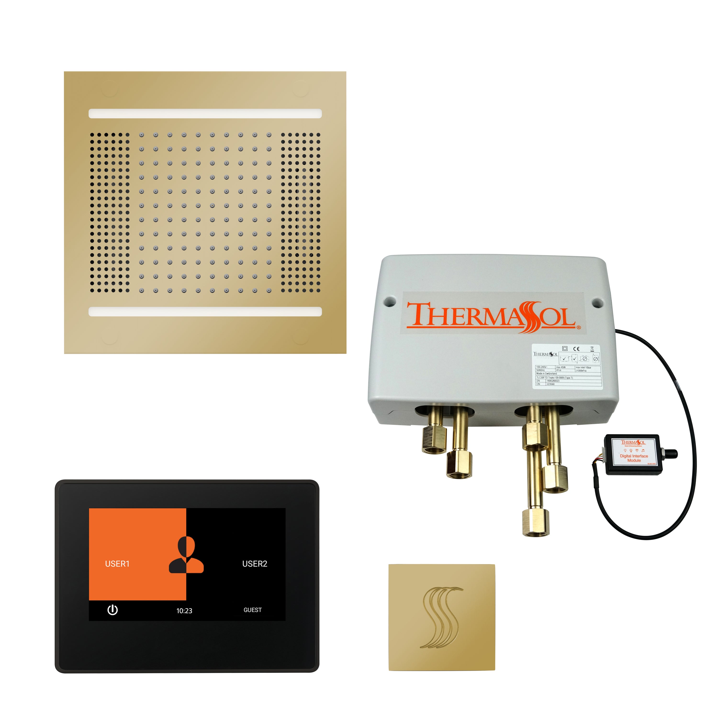 Total Wellness Package - HydroVive 14 + ThermaTouch 7 Control + Digital Shower Valve + Steam Head (Square) - Maison&Co.
