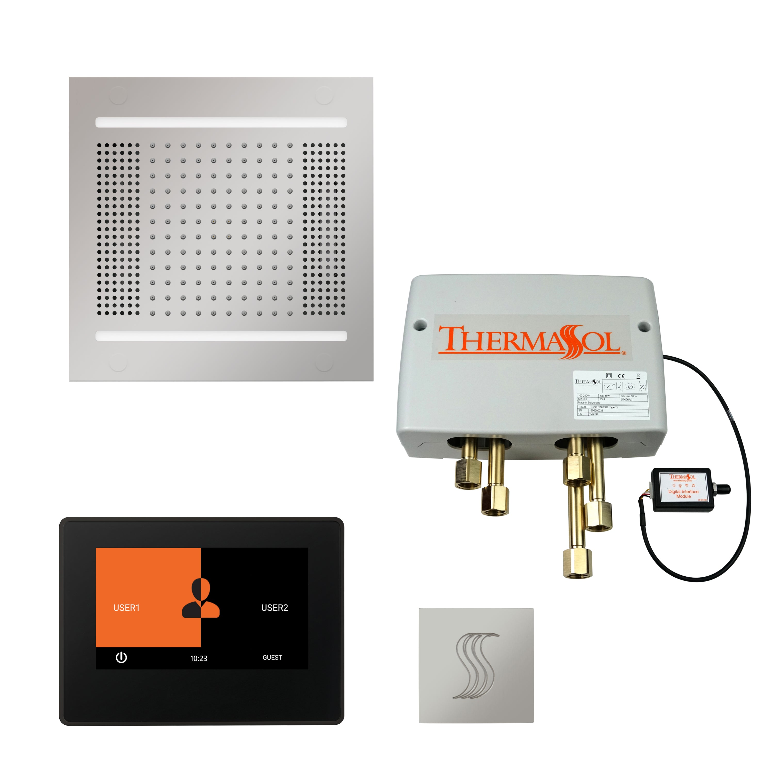 Total Wellness Package - HydroVive 14 + ThermaTouch 7 Control + Digital Shower Valve + Steam Head (Square) - Maison&Co.