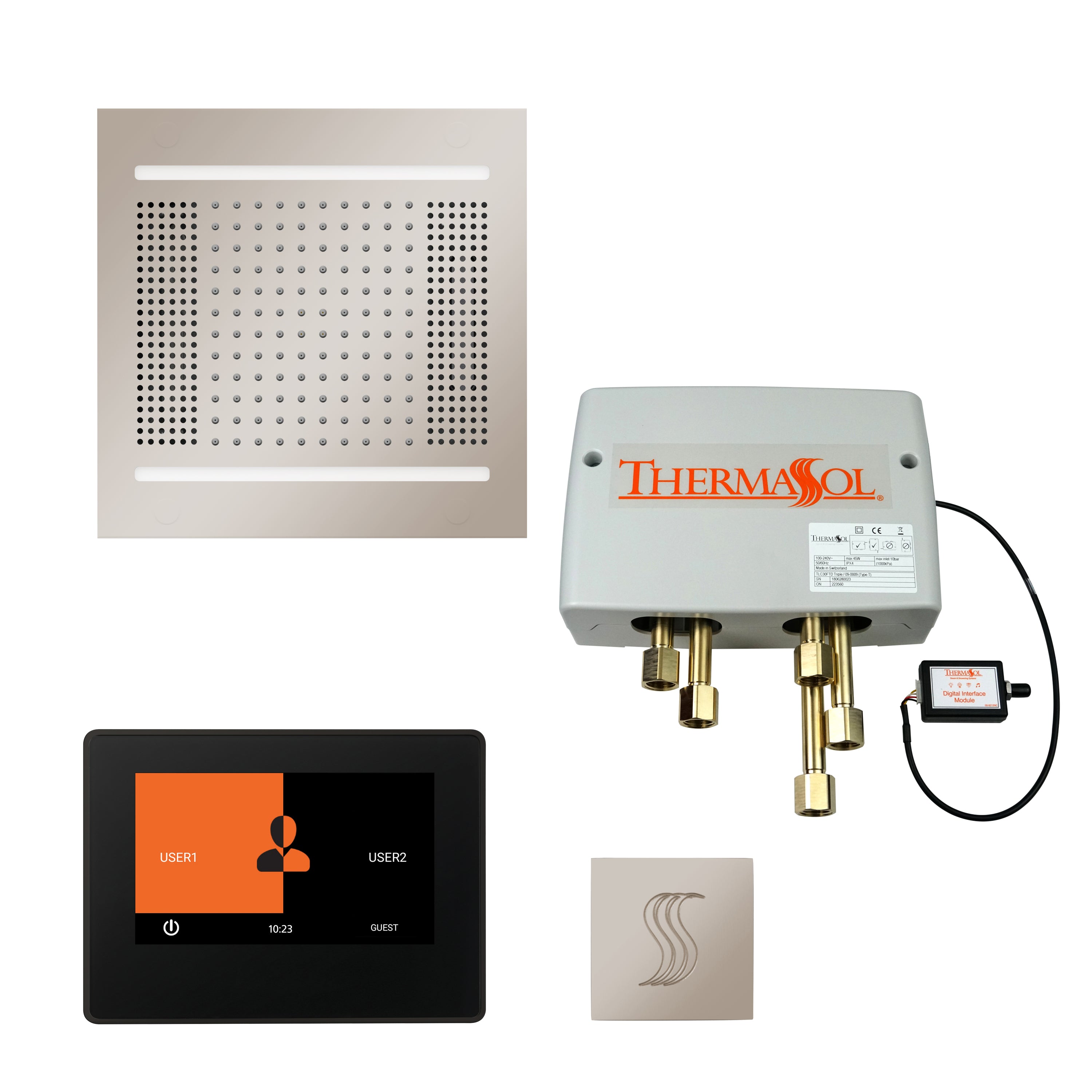 Total Wellness Package - HydroVive 14 + ThermaTouch 7 Control + Digital Shower Valve + Steam Head (Square) - Maison&Co.