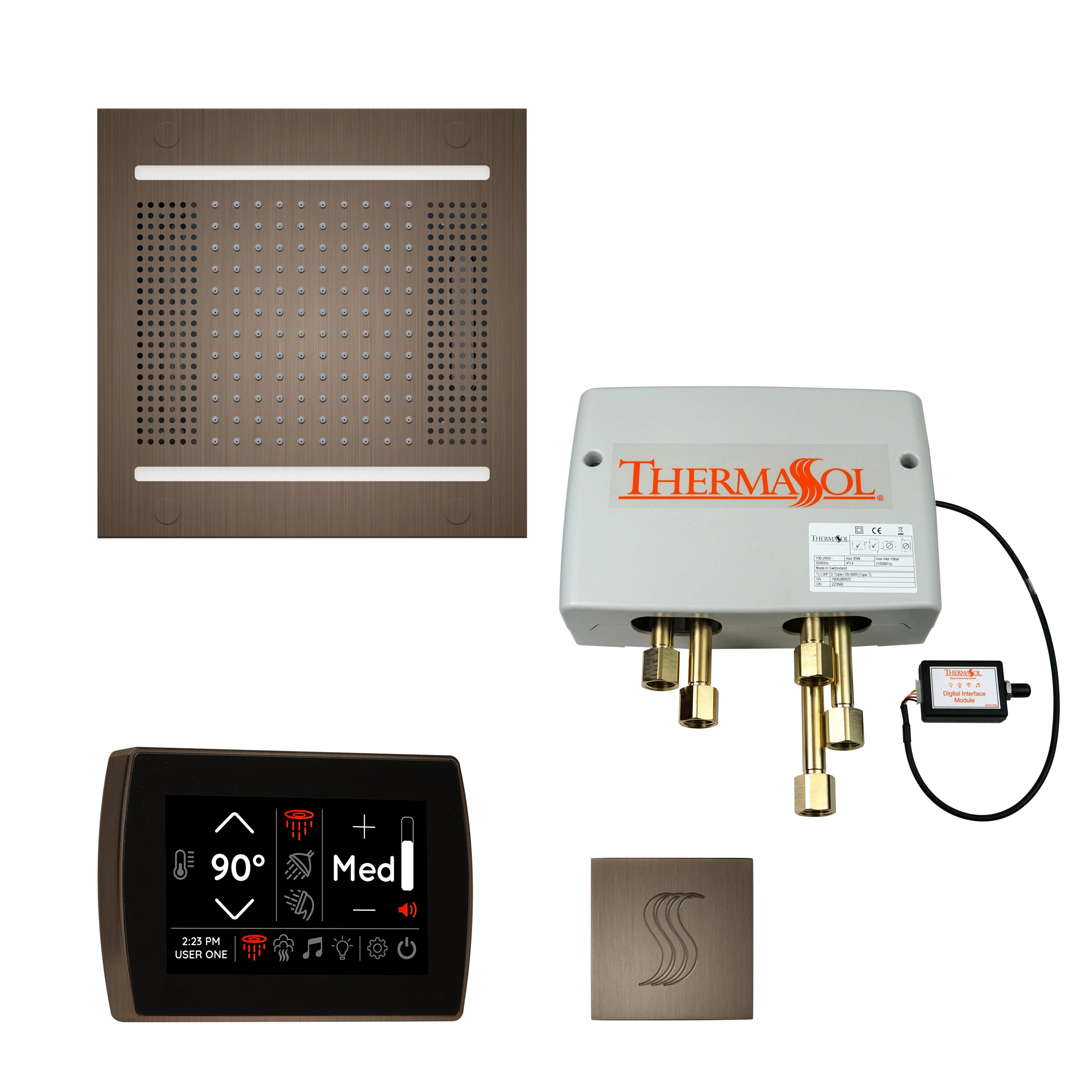 Total Wellness Package - HydroVive 14 + SignaTouch Control (Recessed, Black Trim) + Digital Shower Valve + Steam Head (Square) - Maison&Co.