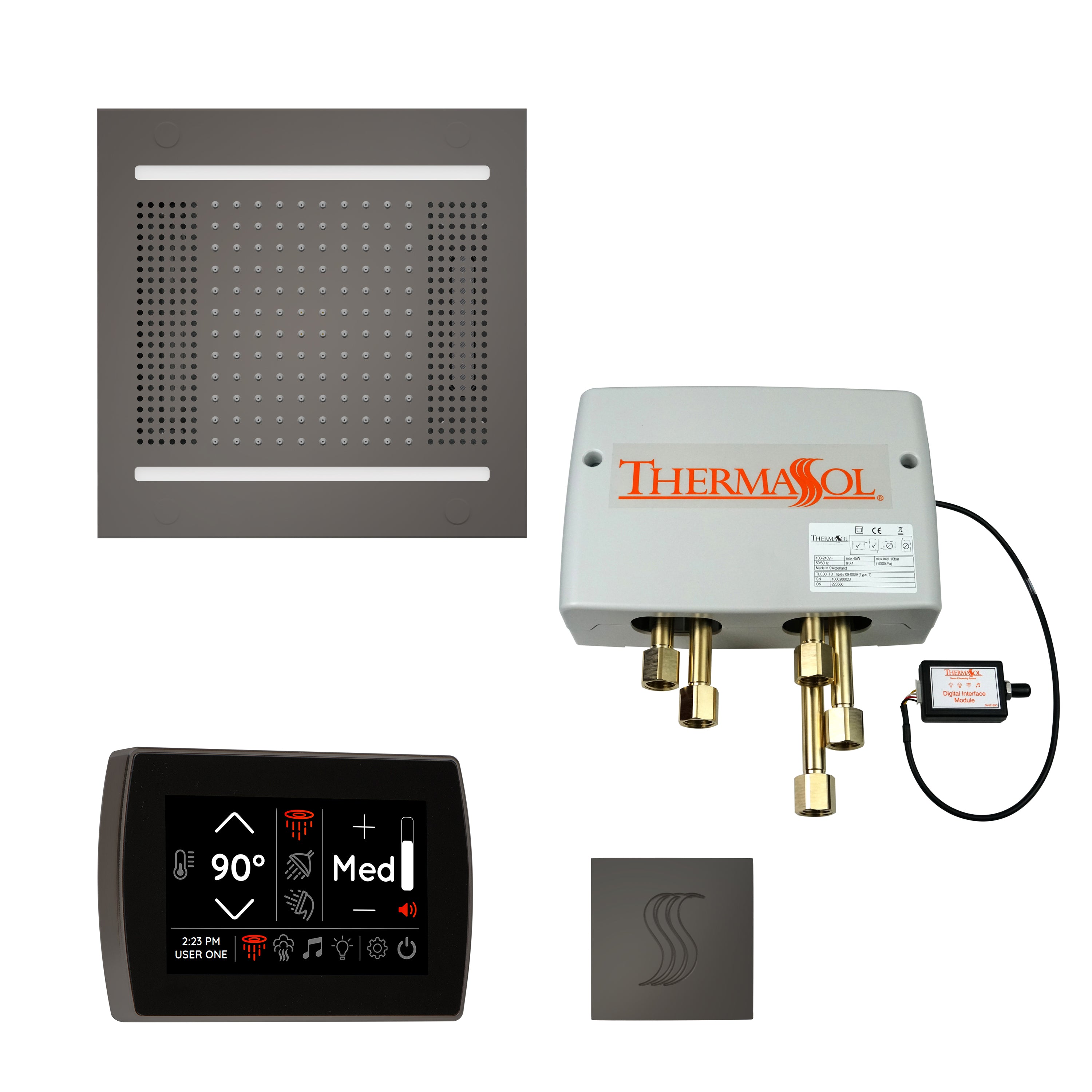 Total Wellness Package - HydroVive 14 + SignaTouch Control (Recessed, Black Trim) + Digital Shower Valve + Steam Head (Square) - Maison&Co.