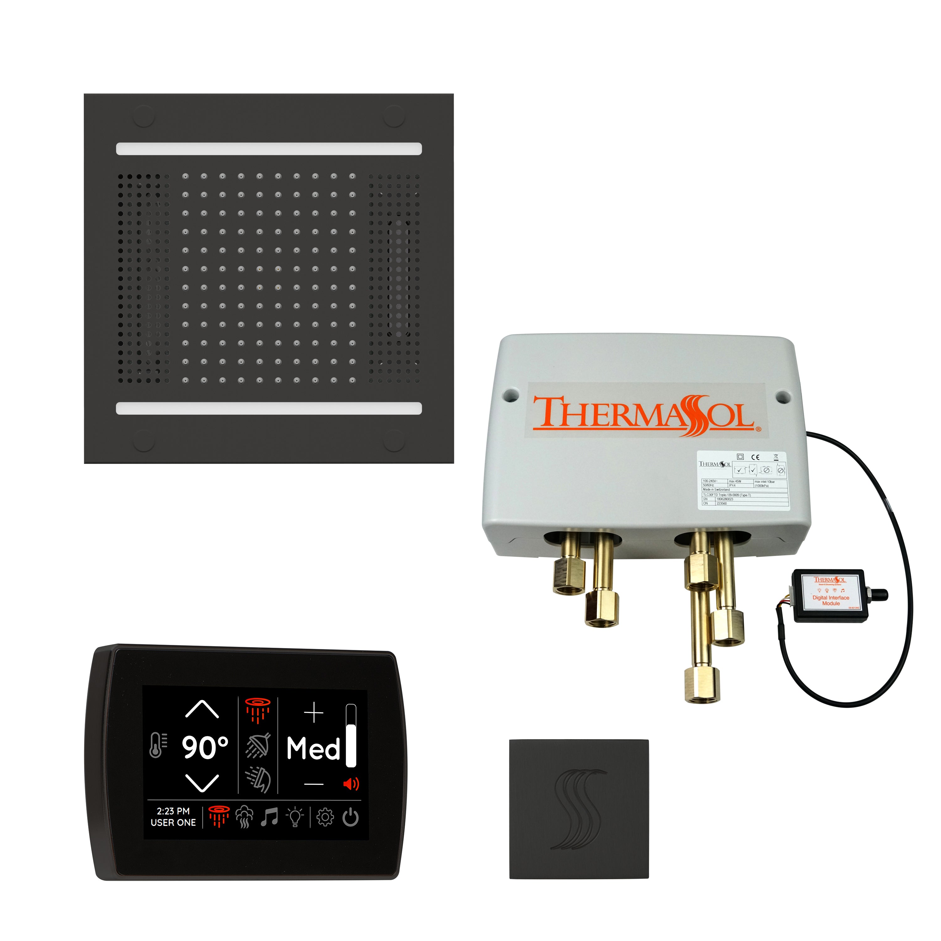 Total Wellness Package - HydroVive 14 + SignaTouch Control (Recessed, Black Trim) + Digital Shower Valve + Steam Head (Square) - Maison&Co.