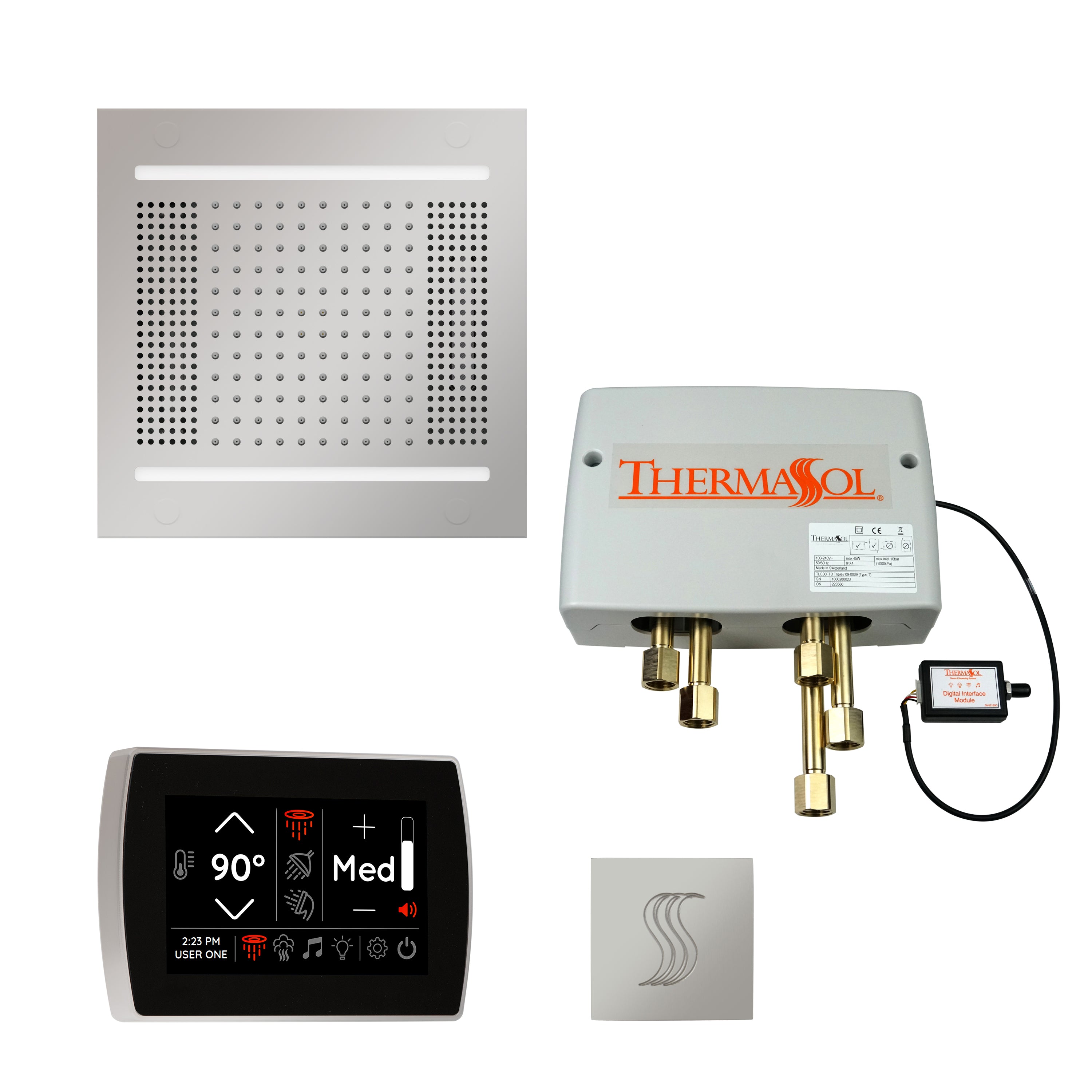 Total Wellness Package - HydroVive 14 + SignaTouch Control (Recessed, Black Trim) + Digital Shower Valve + Steam Head (Square) - Maison&Co.